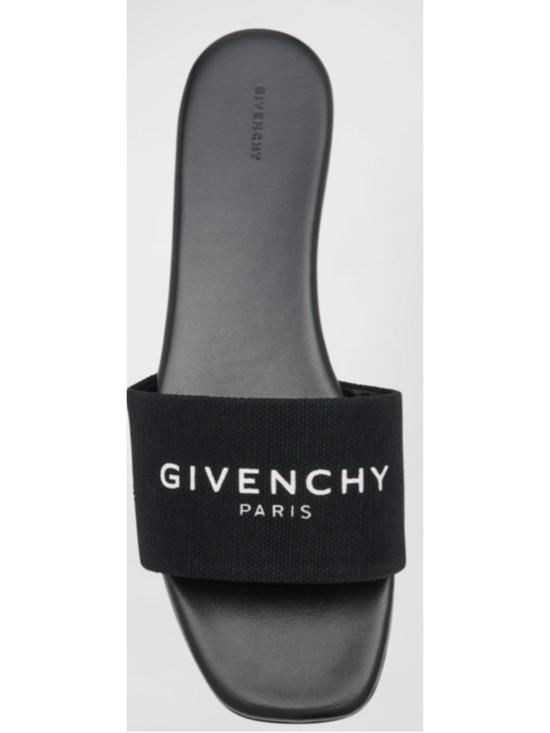 Givenchy Shoes - Givenchy 4G Logo Flat Slide Sandals Black White Size 10
